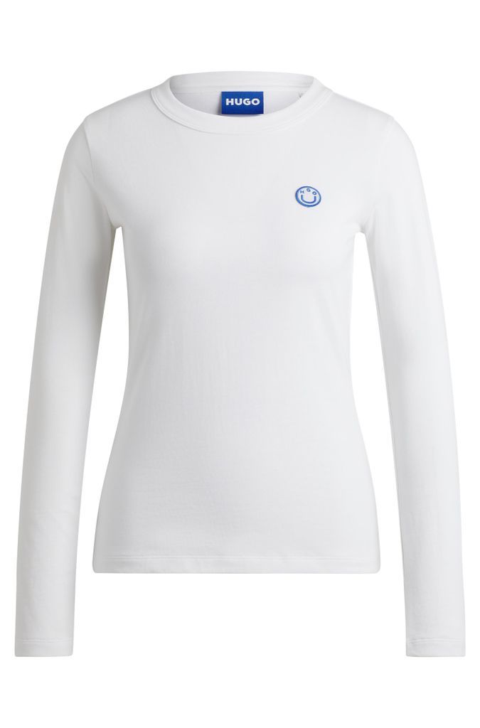 Cotton-jersey top with smiley-face logo badge