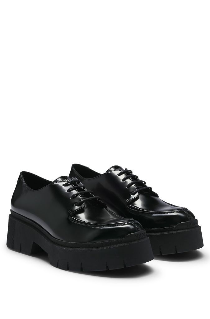 Lace-up shoes in brushed leather with chunky outsole