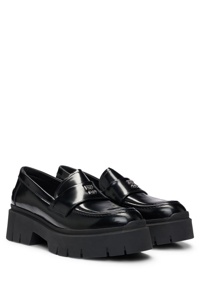 Stacked-logo loafers in leather with chunky sole