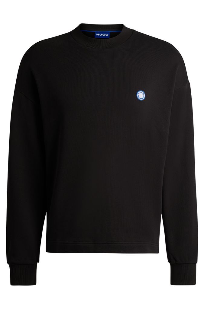 Cotton-terry sweatshirt with smiley-face logo patch