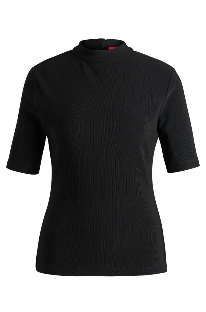 Ribbed-jersey slim-fit top with mock neckline