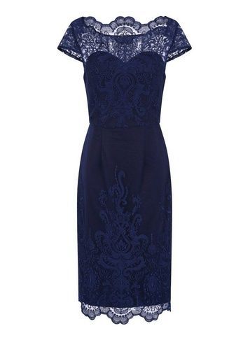 Womens Chi Chi London Navy Embroidered Bodycon Dress - Blue, Blue