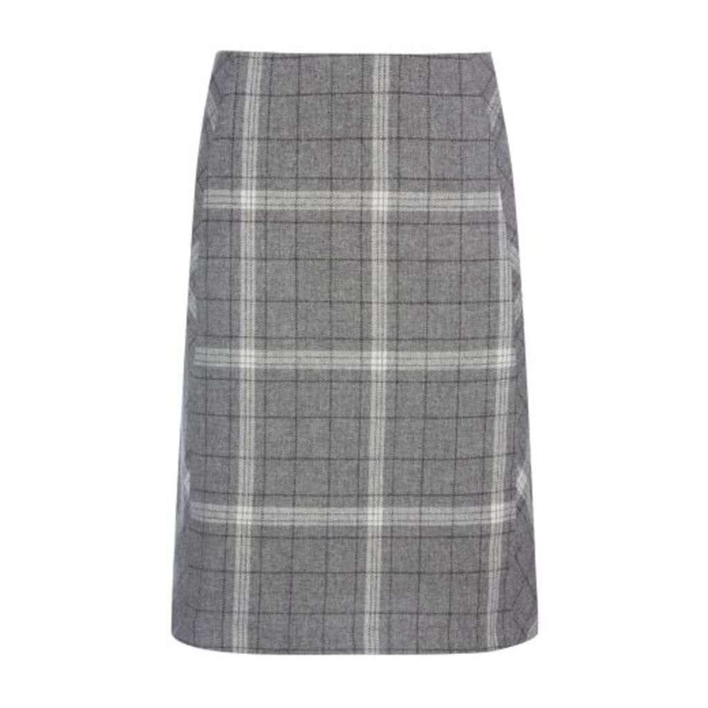 Grey Check A Line Skirt
