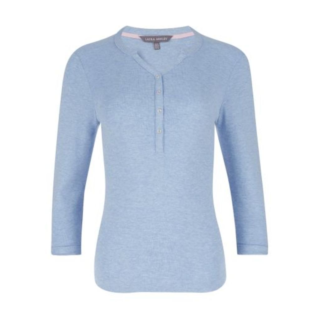 Cloud Blue Ribbed Henley Top
