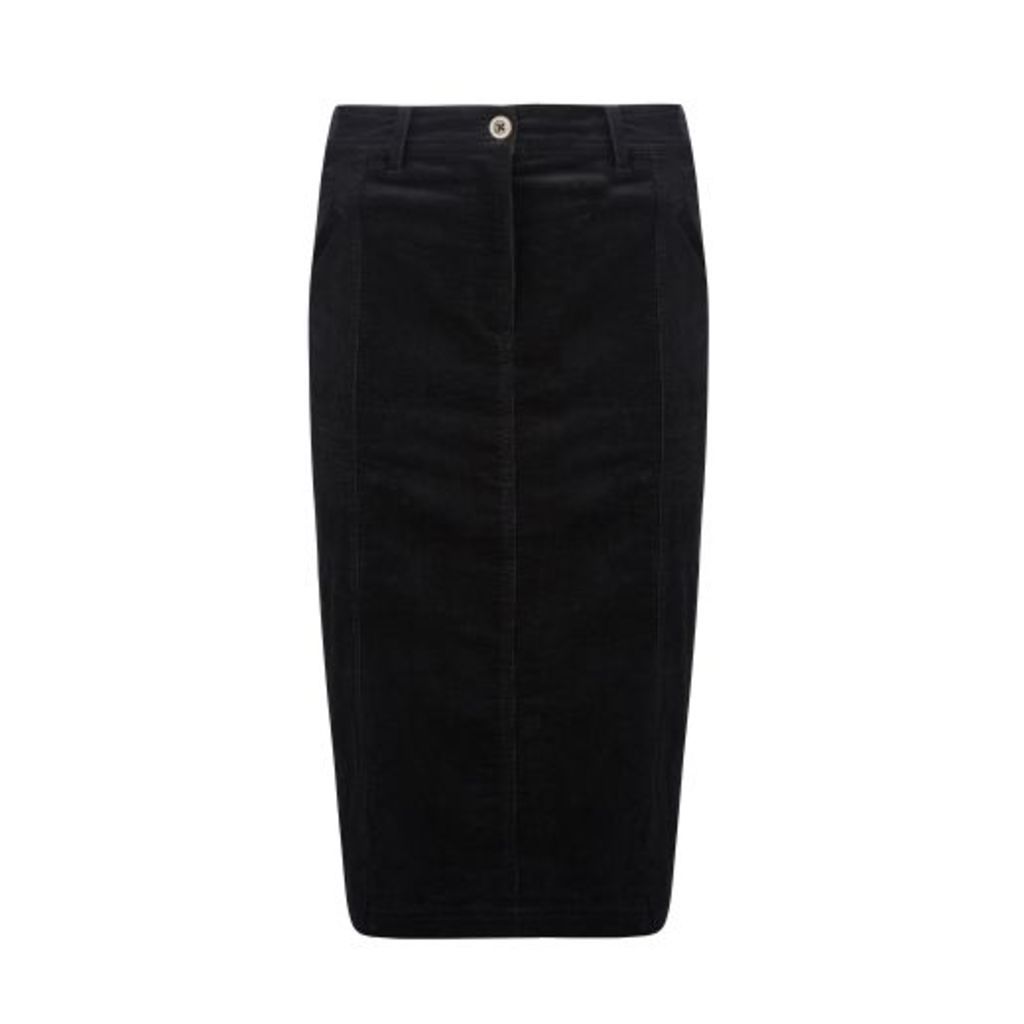 Black Midi Cord Skirt