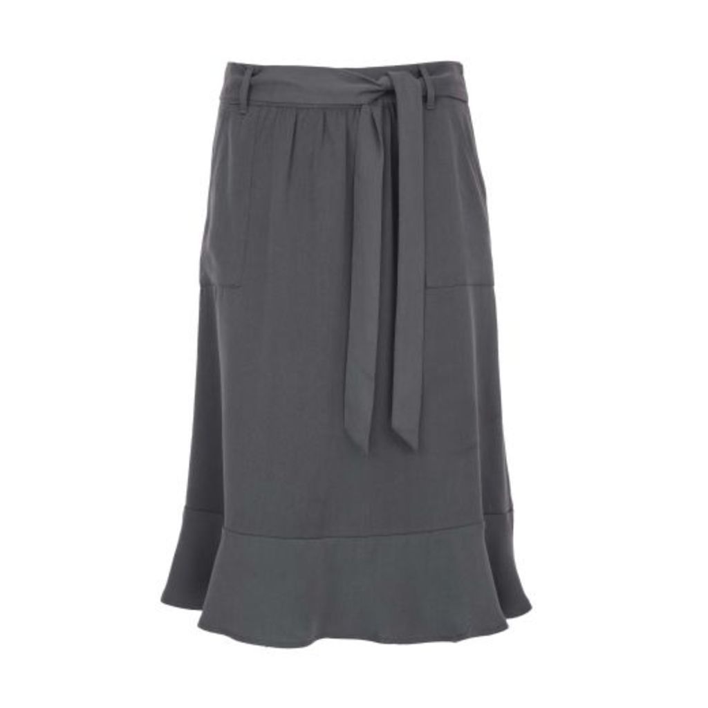 Grey Fluted Hem Skirt