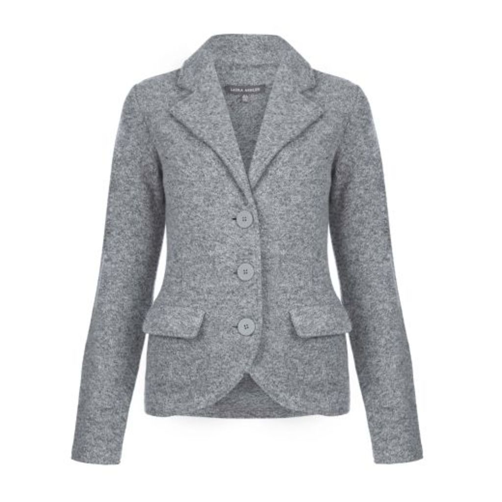 Grey Boiled Wool Blazer Cardigan