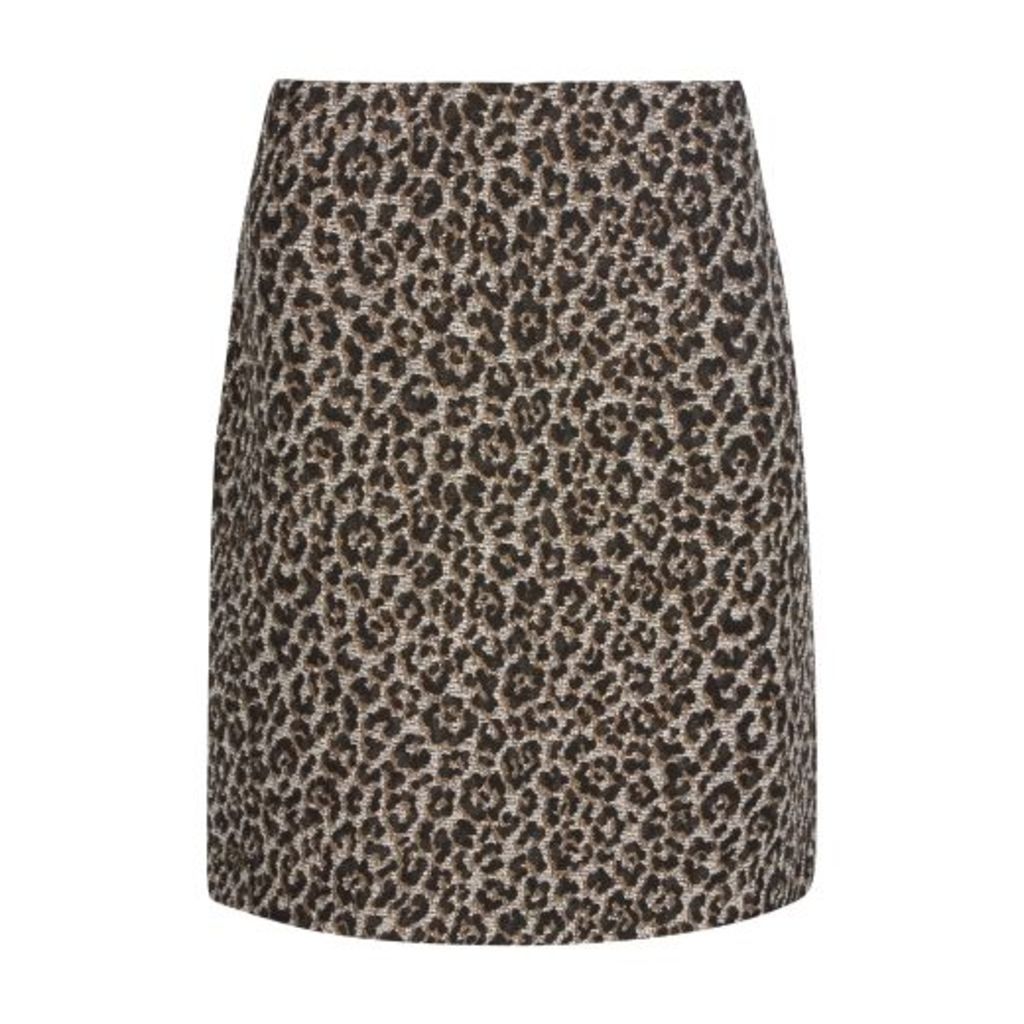Leopard Print Jaquard ALine Skirt