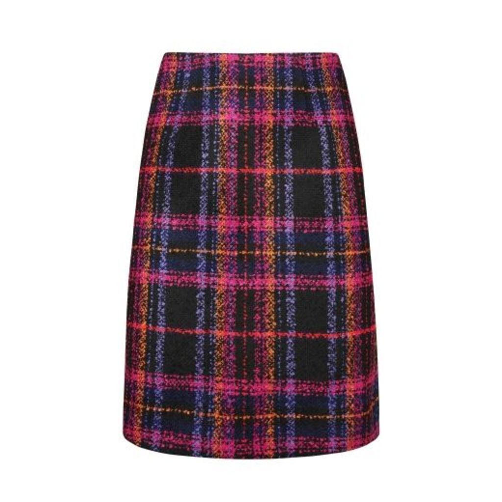 Cranberry Boucle Checked Skirt