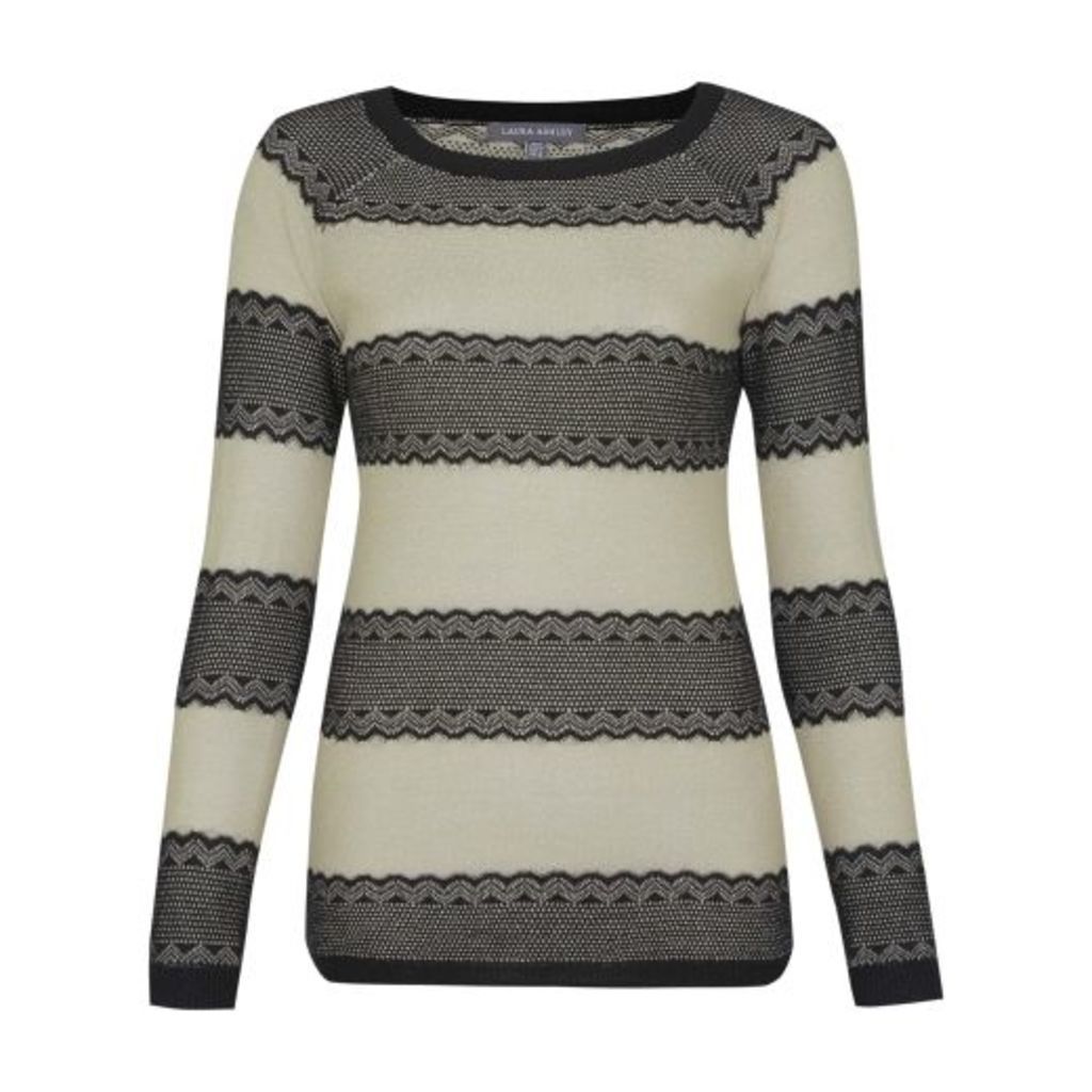 Sparkling Stripe Jumper with Lace Knitted Details