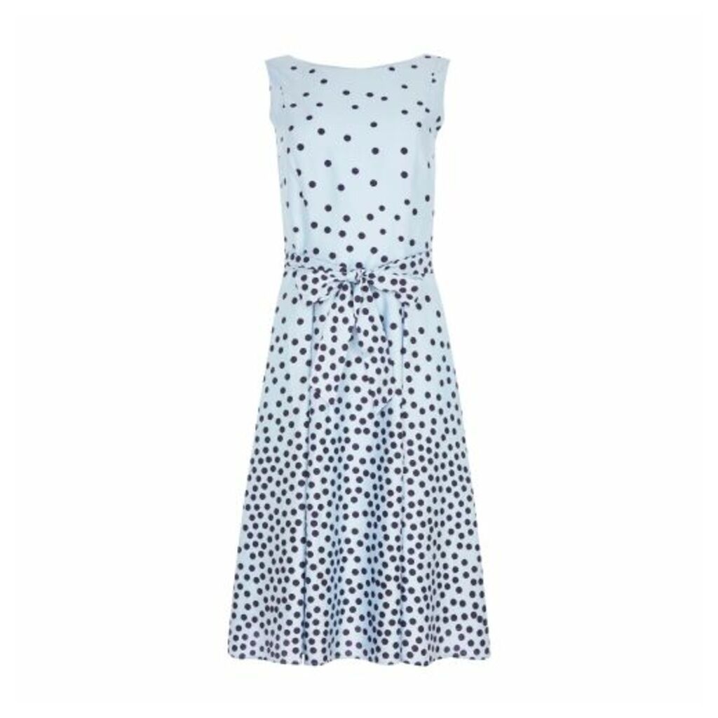 Powder Blue Spotted Fit and Flare Dress