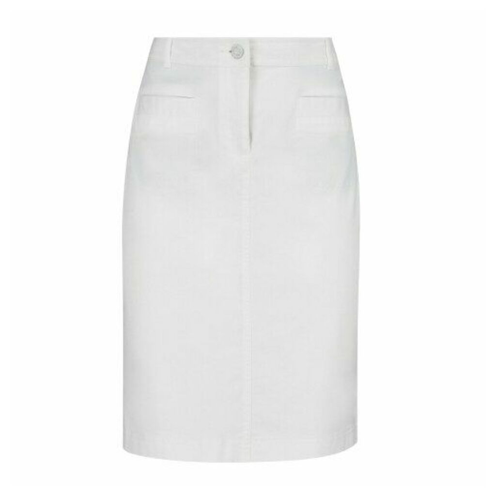 White Stretch Cotton Skirt