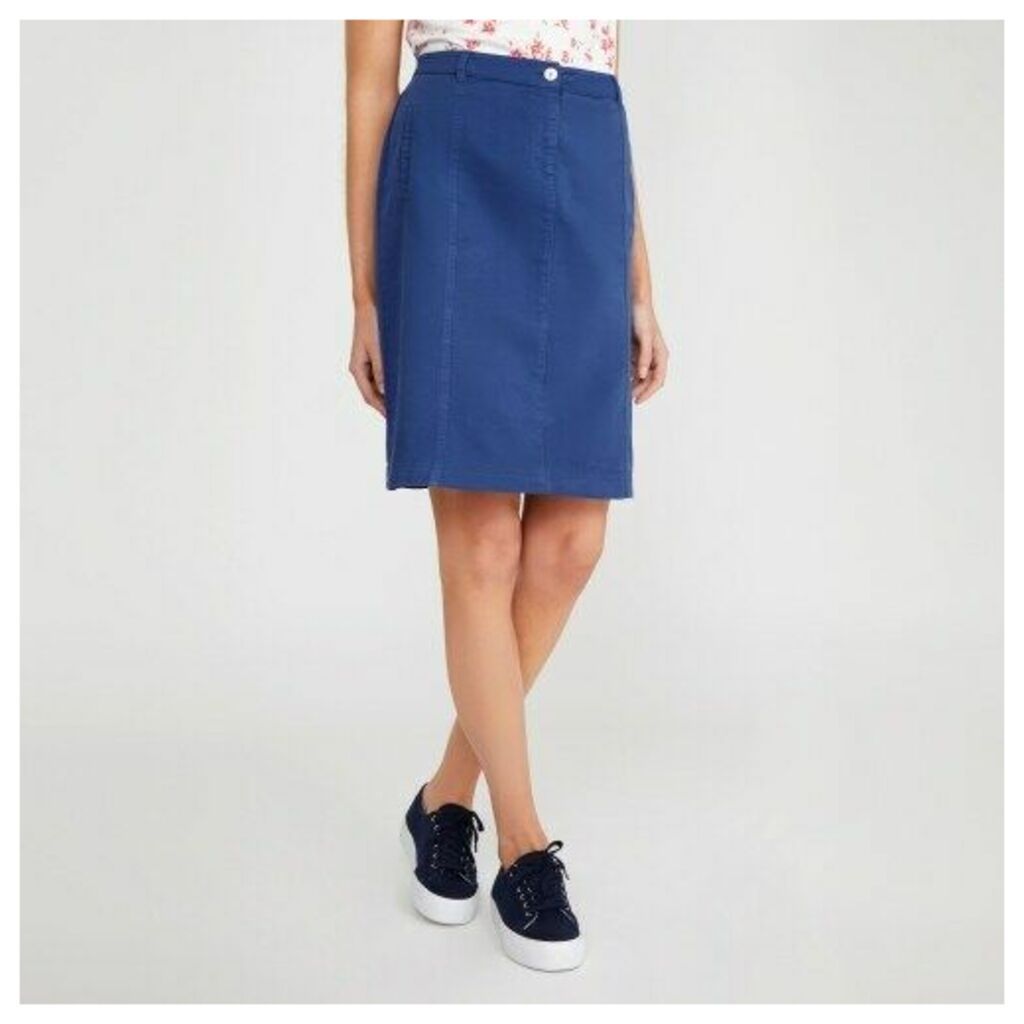 Prussian Blue Denim Look Pencil Skirt