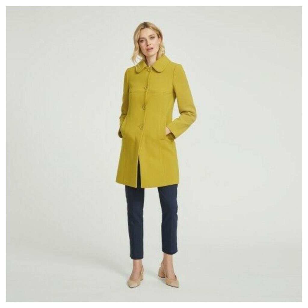 Chartreuse Crepe Button Through Coat