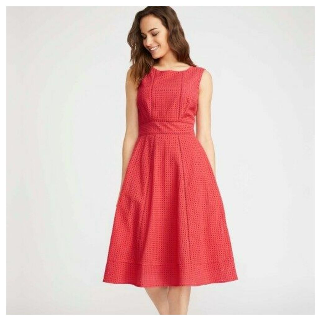 Red Broderie Fit and Flare Dress
