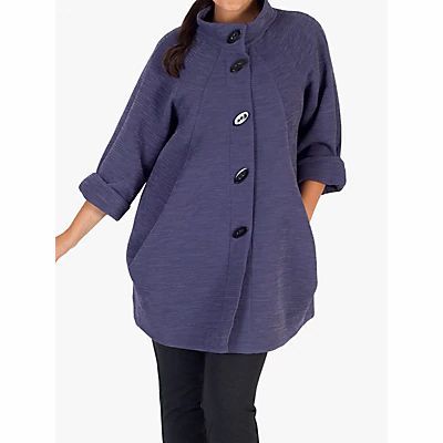 Button Detail Crinkle Coat, Purple