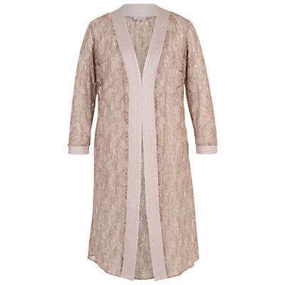 Floral Embroidered Lace Coat, Mink