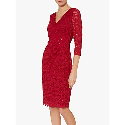 Aruna Floral Lace Dress, Red