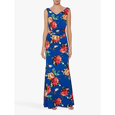 Valdine Floral Maxi Dress, Royal Blue/Multi