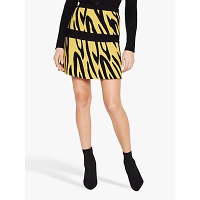 Lia Zebra Print Skirt, Black/Yellow
