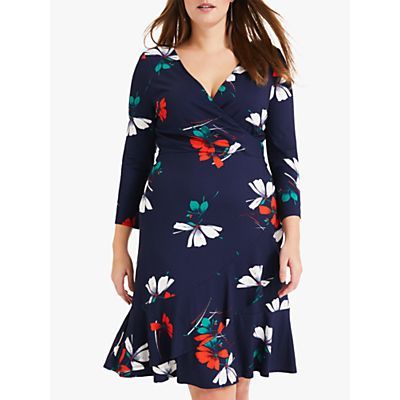 Paola Floral Printed Dress, Navy/Multi