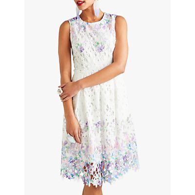 Flower Lace Dress, White/Multi