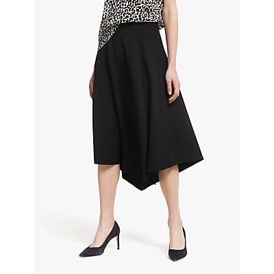 Asymmetric Hem Jersey Skirt, Black
