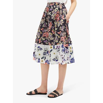 Acaena Floral Button Skirt, Multi