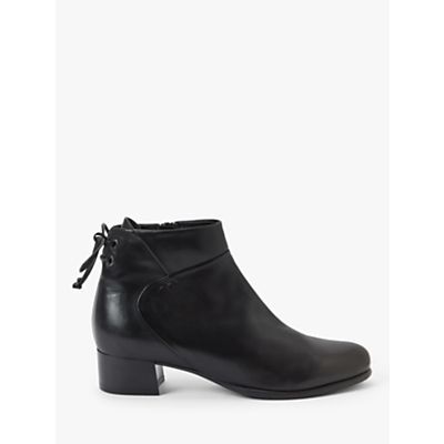 Peggy Leather Tie Back Ankle Boots, Black