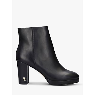Rome Block Heel Leather Ankle Boots, Black