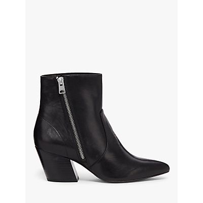 Aster Leather Western Pointed Toe Heeled Boots, Black