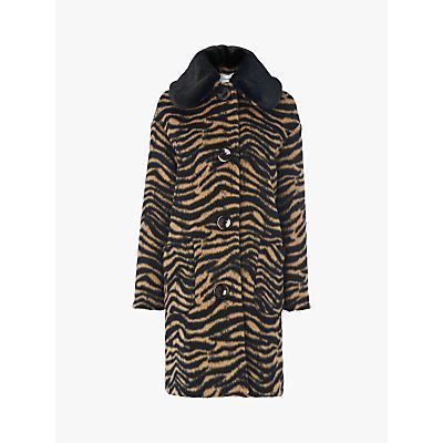 Aster Wool Blend Leopard Print Cocoon Coat, Brown