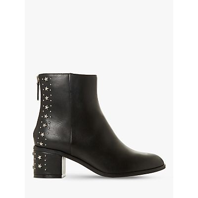 Pino Leather Embellished Block Heel Ankle Boots, Black