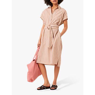 Verve Stripe Cotton Linen Dress, Neutral/Multi