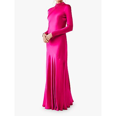 Rayna High Neck Long Sleeved Gown, Fuschia