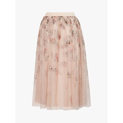 Sukee Bouquet Print Tulle Skirt, Light Pink