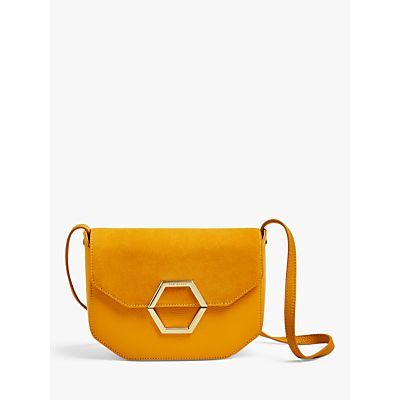 Lenah Leather Suede Cross Body Bag, Yellow