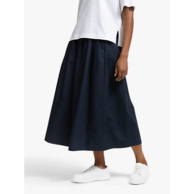 Cotton Poplin Skirt, Dark Blue