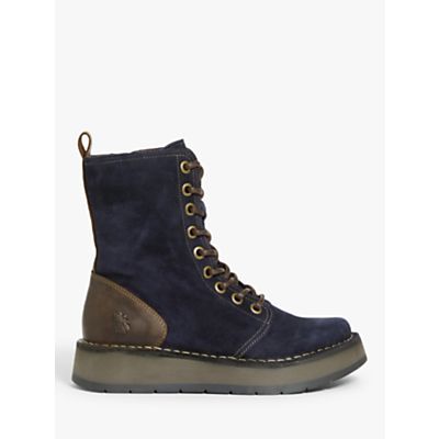 Rami Leather Ankle Boots, Navy/Dark Brown