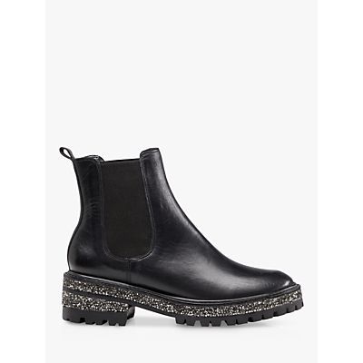 Panorama Leather Glitter Sole Chelsea Boots, Black