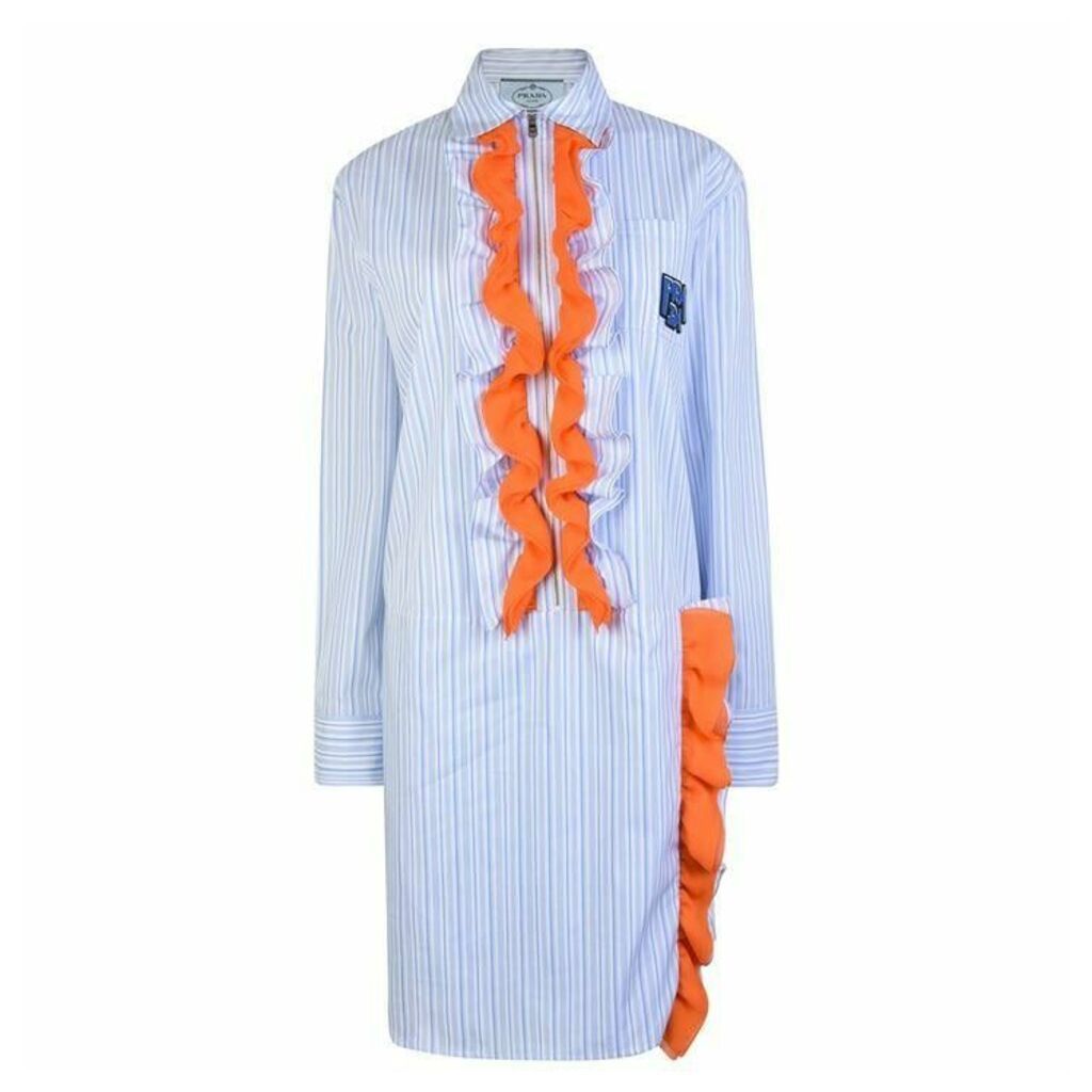 Prada Chiffon Ruffled Cotton Dress