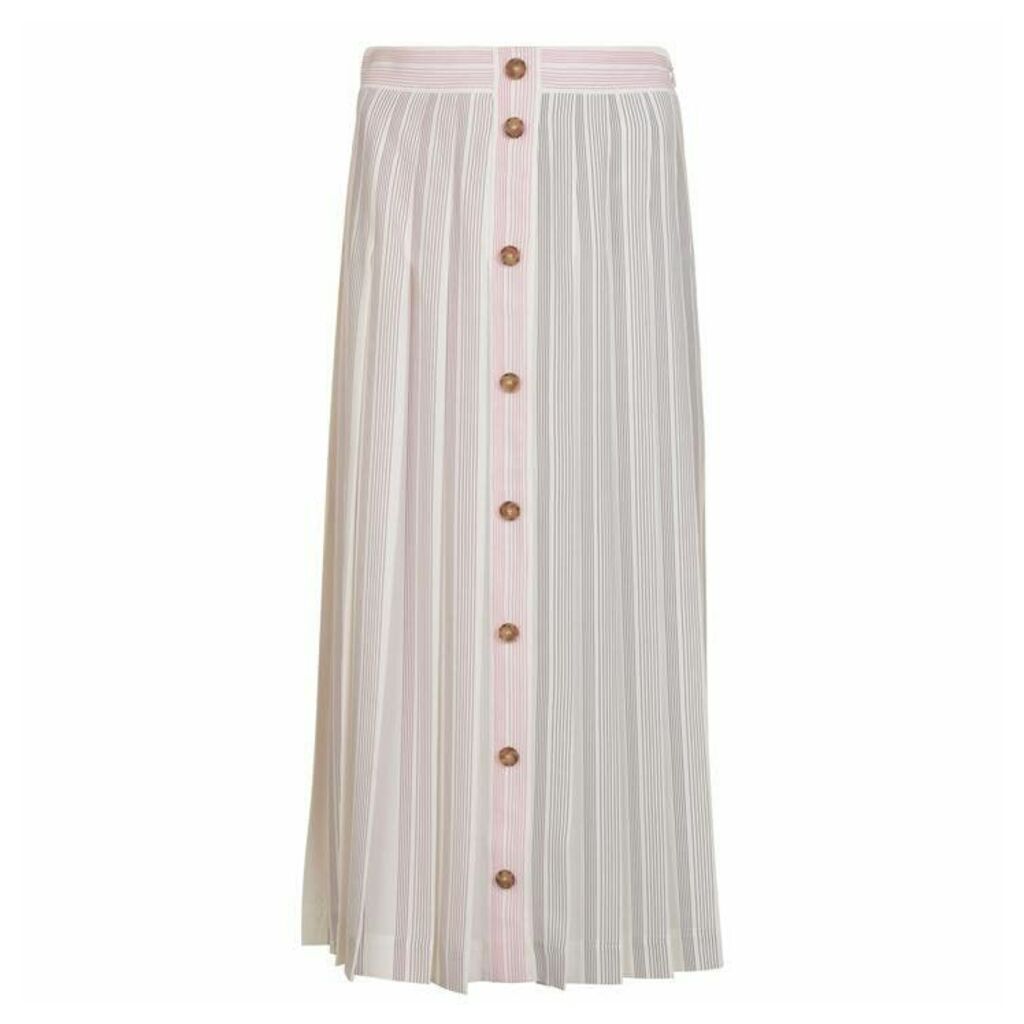 Victoria Beckham Stripe Pleated Midi Skirt