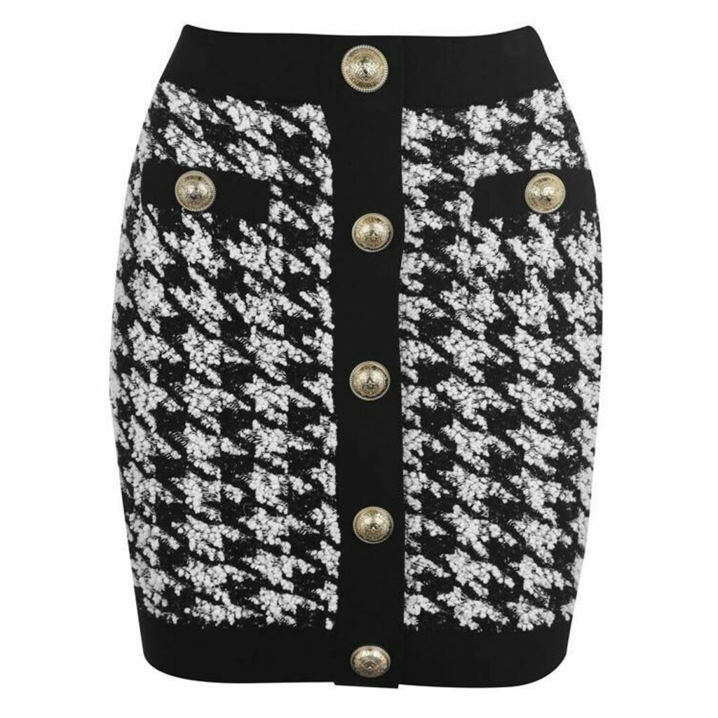 Balmain Button Tweed Skirt