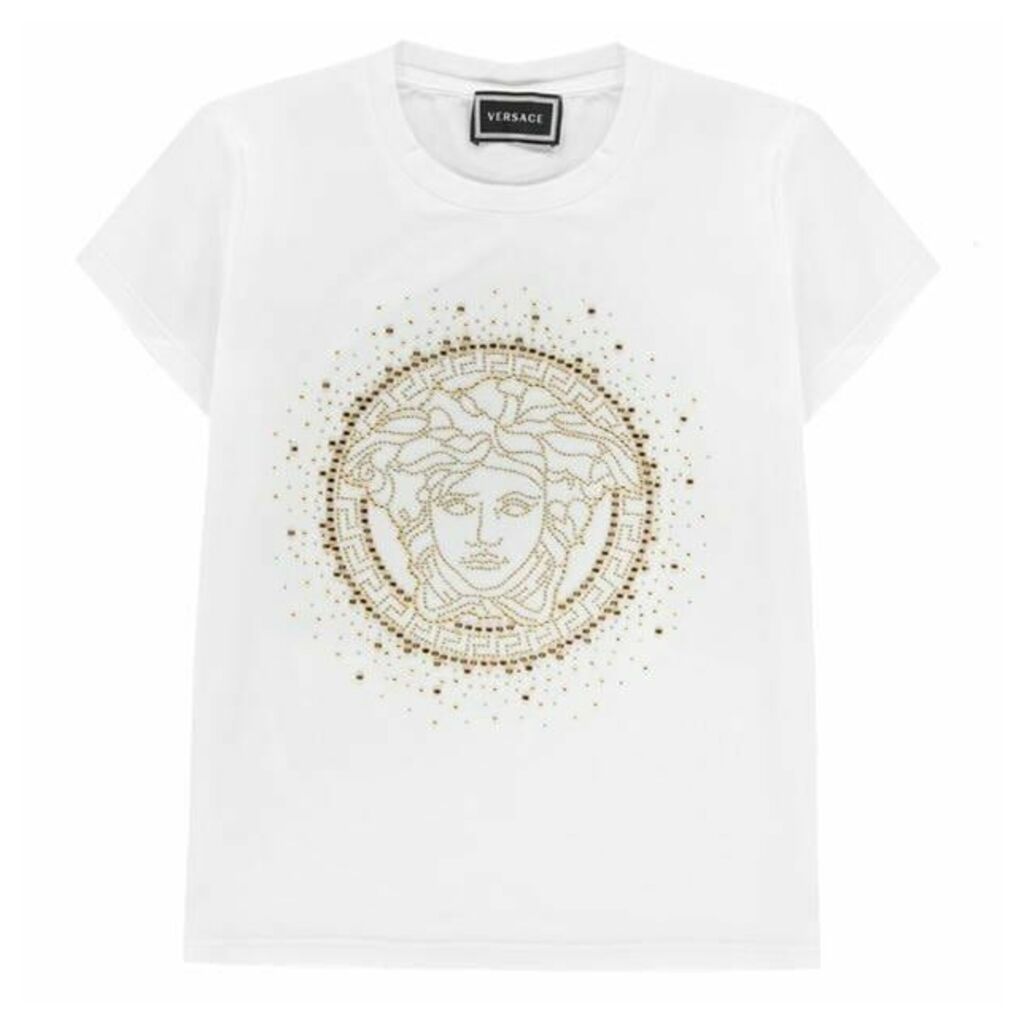Young Versace Gold Medusa Diamanté T Shirt