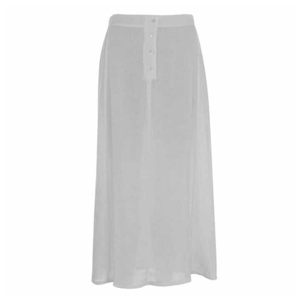 Velvet Button Midi Skirt
