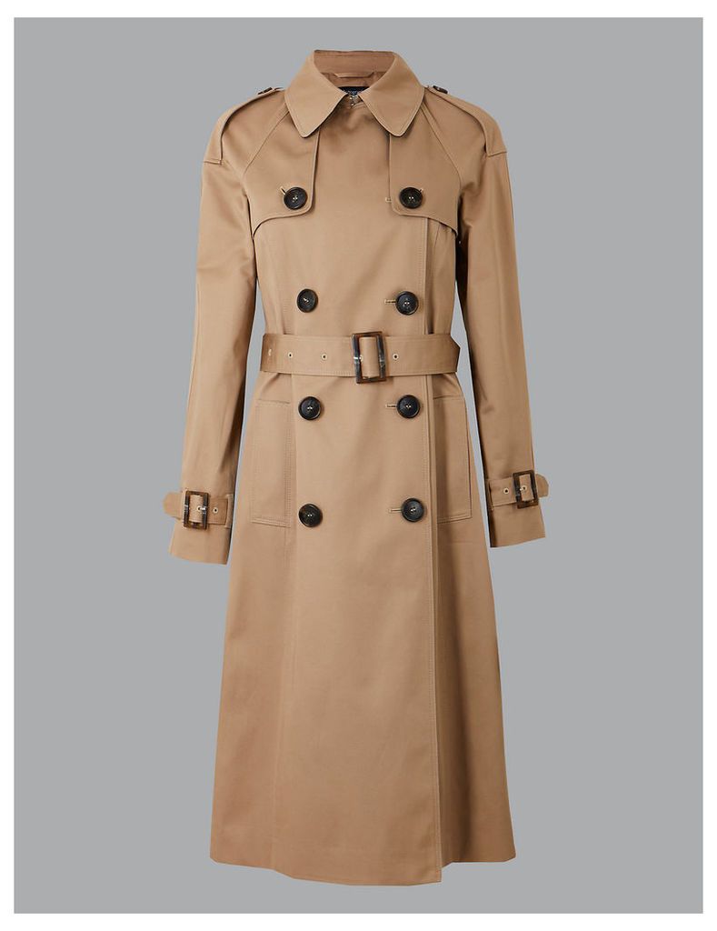Autograph Pure Cotton Double Breasted Trench Coat