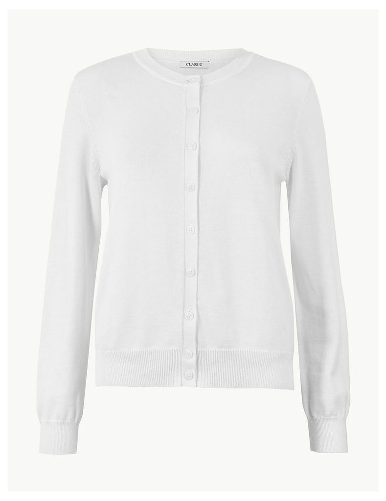 M&S Collection Pure Cotton Round Neck Cardigan