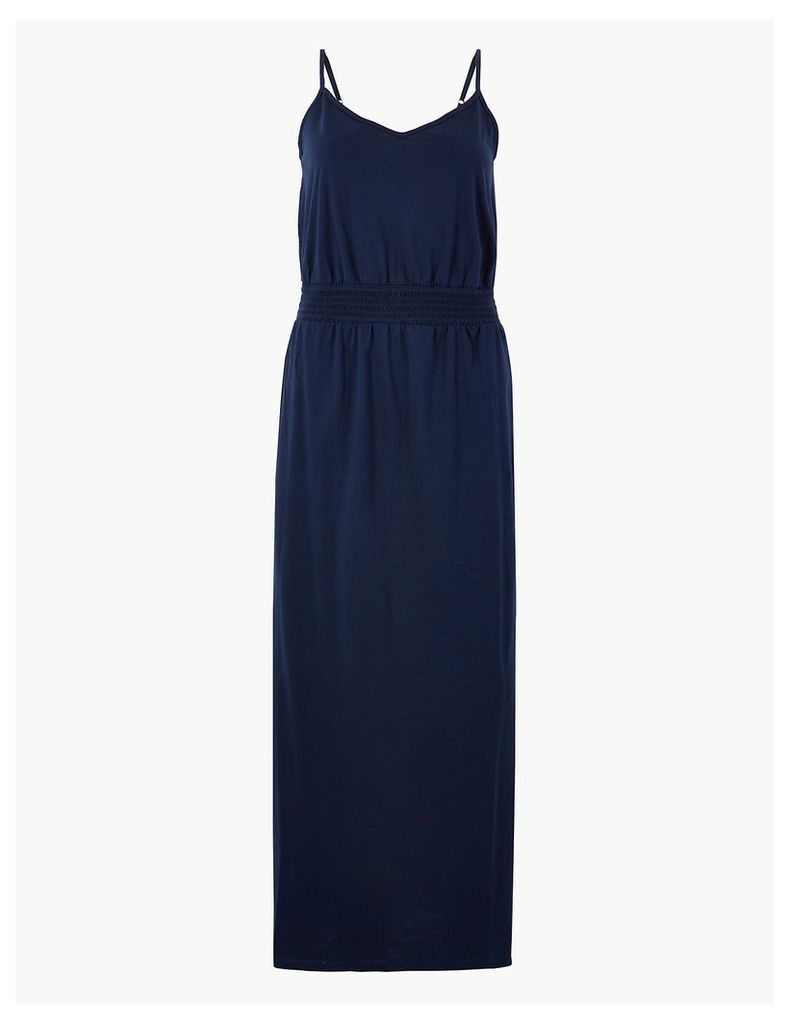 M&S Collection Pure Cotton Jersey Smock Waisted Maxi Dress