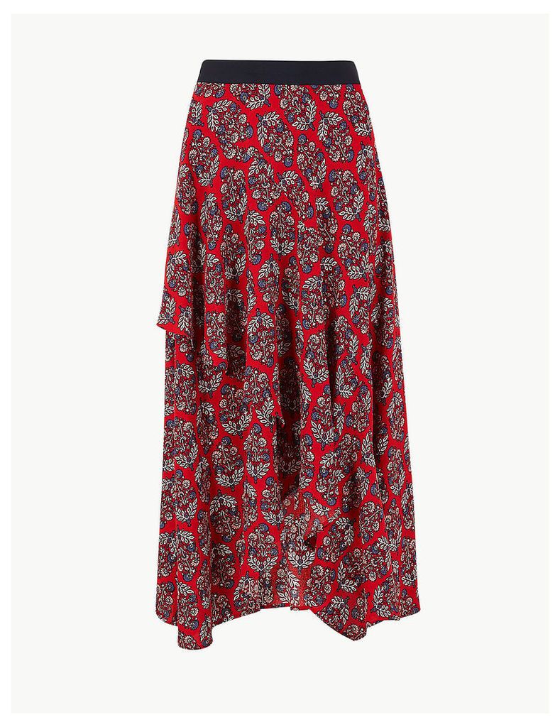 M&S Collection Floral Print Wrap Style Midi Skirt