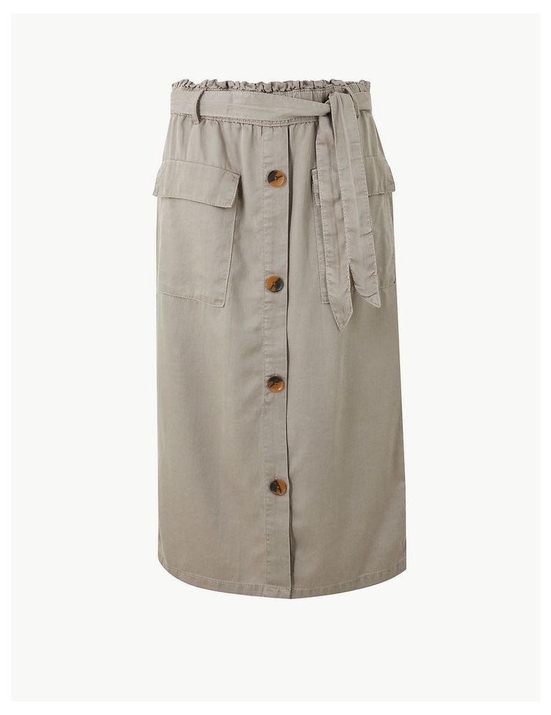 M&S Collection Midi A-Line Skirt with Cotton